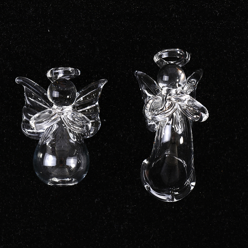 Mini Hanging Ornament Transparent Angel Glass Ornament Car Pendant Glass Bottle Dollhouse Blessing Angel Sculpture Decor Toy New